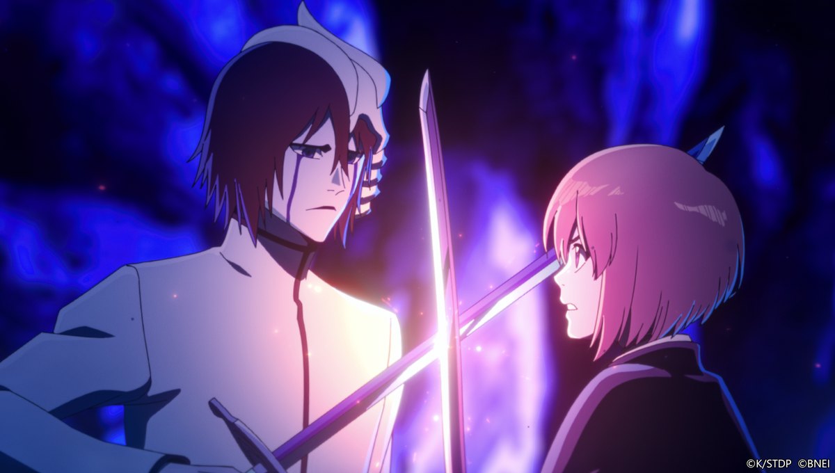 BLEACH Mirrors Highのオープニングアニメの場面(刀を交える死神たち。公式プレスリリースより)