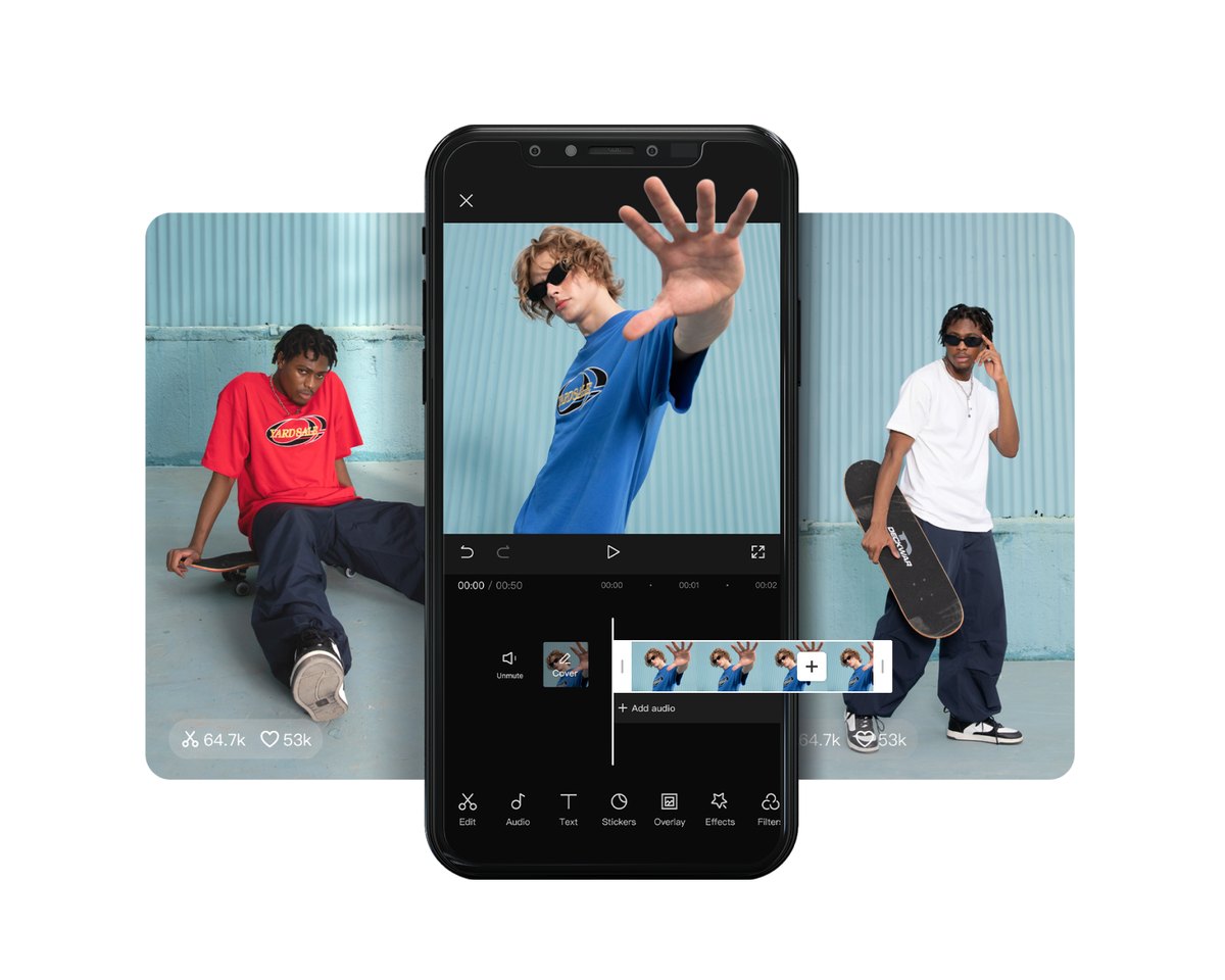 CapCutのスマホ版の編集画面の紹介画像(公式サイトより)