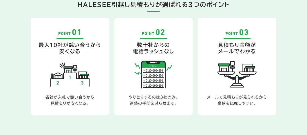 公式サイトの「選ばれる3つのポイント」