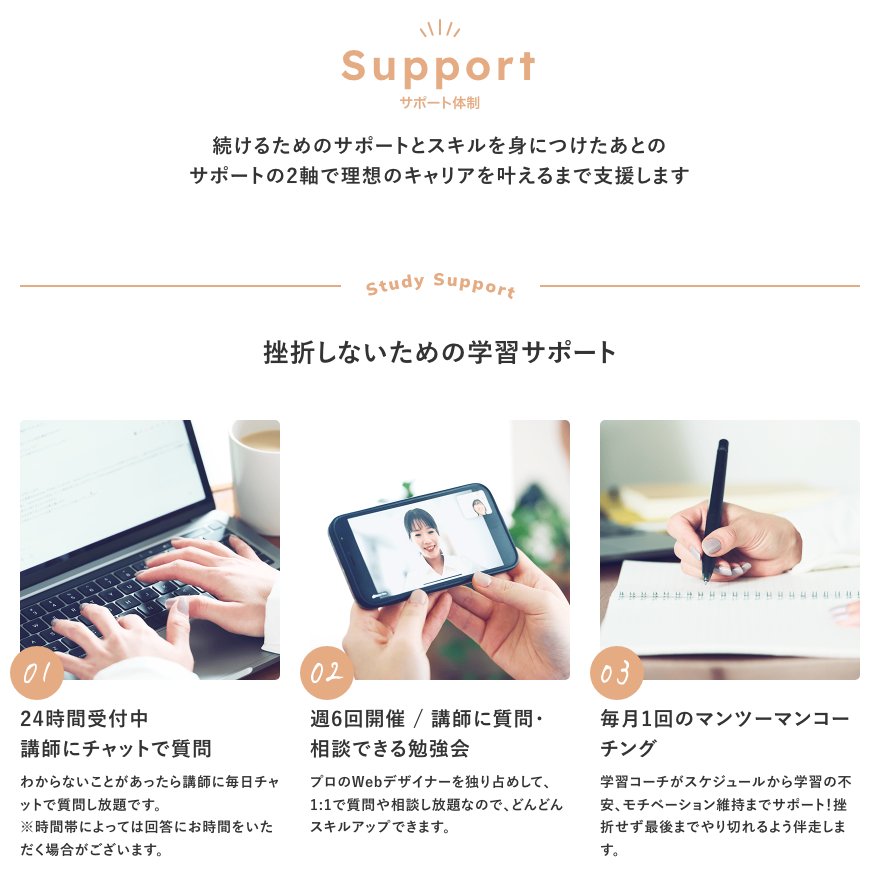 HerTechの学習サポートの紹介(公式サイトより)