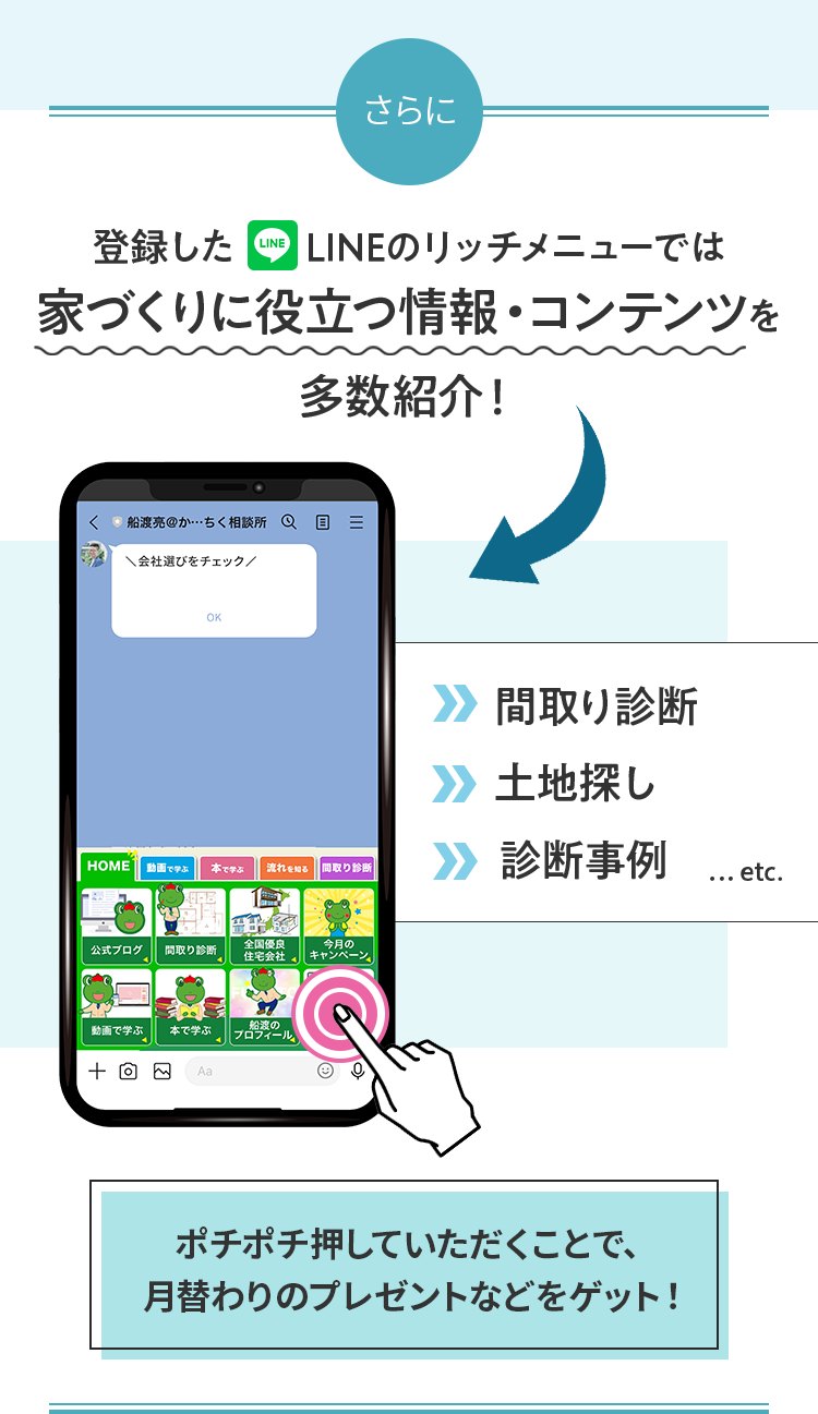 登録したLINEのメニュー（リッチメニュー）の画面（公式ページの画像）