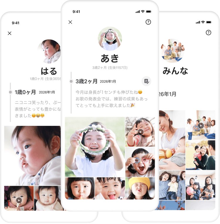 みてねプレミアムの子どもごとのアルバムの紹介画像(公式サイトより)