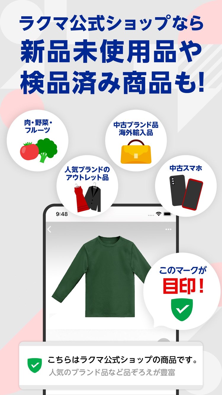 楽天ラクマのサポート体制の紹介画像（App Storeより）