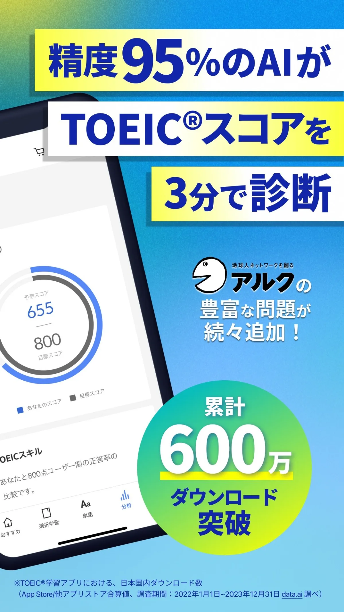 TOEIC®対策ならSantaアルク AI学習でスコアUPのゲーム画面