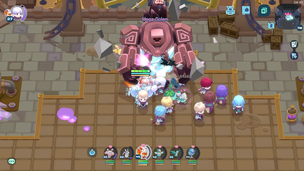 大勢の冒険者が、大型のボスに一緒に挑んでいる場面(Steamストアの画像)