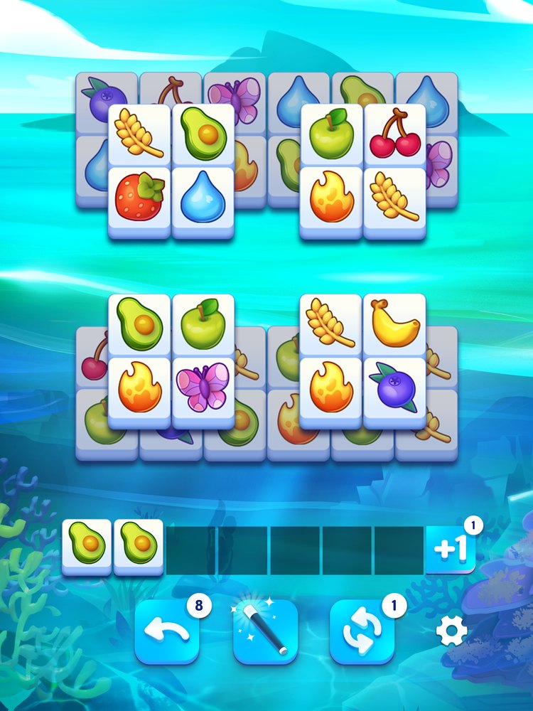 海を背景にしたTriple Tileのステージ（App Storeの紹介画像）